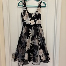 Aidan Maddox Women'a Floral Chiffon A-line Sleeveless Dress Size 0 Color Multi