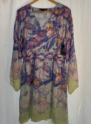 Boston Proper Lavender Print Cinch Waist NWT sz M