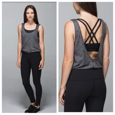 Lululemon size 6 Flip Your Dog Jumpsuit One Piece Leggings Tank Gray & Black