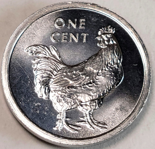 2003 Cook Islands One Cent π Rooster πKM#422 21.9MM Elizabeth II Unc Coin
