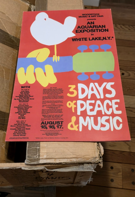 Vintage 1980s/90s Woodstock Concert Poster Reproduction NOS Rock