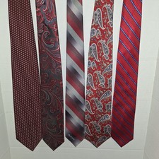 Men's Classic Neckties LOT OF 5 Bergundy Shades