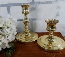 2 Brass Baldwin Candle Holders Brass Diff Size Elegant Mantle Table Lit Ware