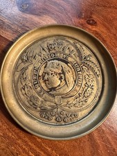 1887 Queen Victoria Jubilee Brass Dish Small Commemorative Plate Antique