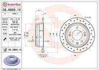 2X Bremsscheibe Xtra Line - Xtra Brembo 08.A869.1X FüR Hyundai I30 Fd Ix35 Lm El