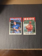 Pete Rose #N & Dale Murphy #M 1986 Topps - Wax Box Bottom   Baseball Card Lot 2