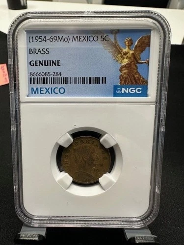 1954-69(MO) Brass NGC Certified Genuine Mexico 5C Cinco Centavos 