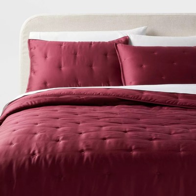 Full/Queen TENCEL Comforter and Sham Set Wine Red - Threshold