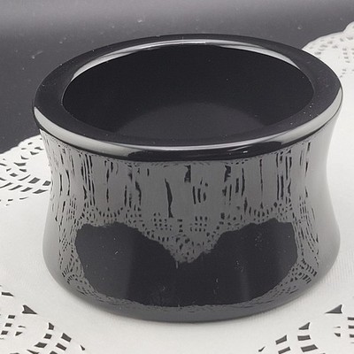Massive 2'' Wide Vintage CN Ciner for MMA Black Lucite Fakelite 8''Bangle Bracelet