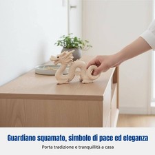 Figura di drago in legno di frutta, intagliata a mano, decorazione zodiacale