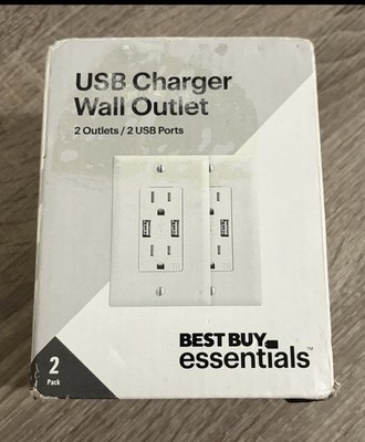 Best Buy essentials USB Wall Outlet 2 Outlets 2 USB 125V 2.4A White 2pk