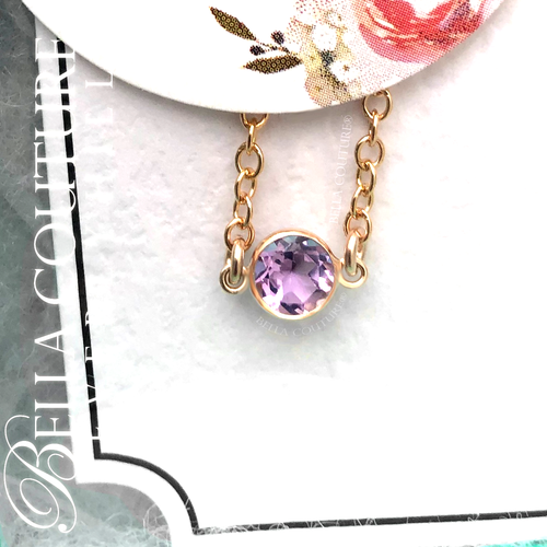 $550 NEW 18K YELLOW GOLD AMETHYST 5MM .90CT FACETED CHARM 14K PENDANT NECKLACE - Picture 6 of 24