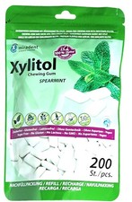 Miradent Xylitol Kaugummi Spearmint 200 Stück Zahnpflegekaugummi Zuckerfrei