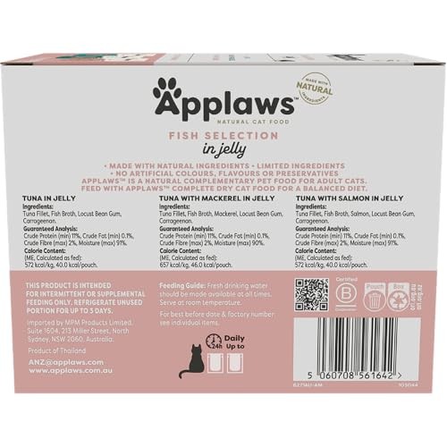 Applaws Wet Cat Food Mixed Variety Fish Selection in Jelly, 48x70g ...