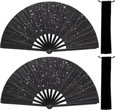 Glitter Bling Large Folding Fan-Hand Fan Rave Clack Popping Fan for Line Dancing