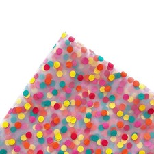 Flower Wrapping Mesh Paper White Tulle with Rainbow Dots 19.7in x 1.64yd