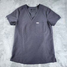 Figs Catarina One Pocket Scrub Top XS Grey Vneck Side Slit Medical Nurse Vet CNA