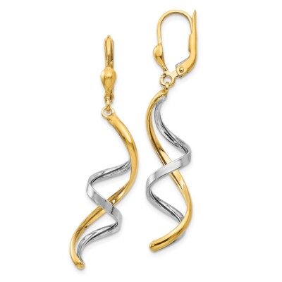 Ohrringe 45 mm 10 Karat Bicolor Gold Spirale Leverback