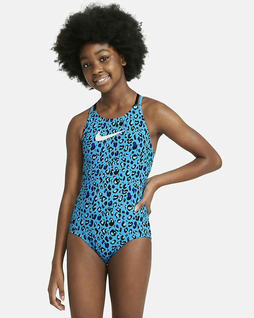Nike Blue Cheetah Spider back One-Piece Swimsuit L10742 Nike Blue Cheetah Spider back One-Piece Swimsuit L10742