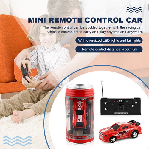 Lata de Coca-Cola Mini Latas Coche RC Luces LED Control Remoto Vehículo de Carreras para Niños Niños - Imagen 4 de 5