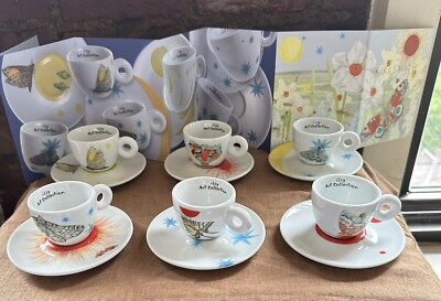 Illy KiKi Smith 6 Espresso Cups Saucers Signed Butterfly Art