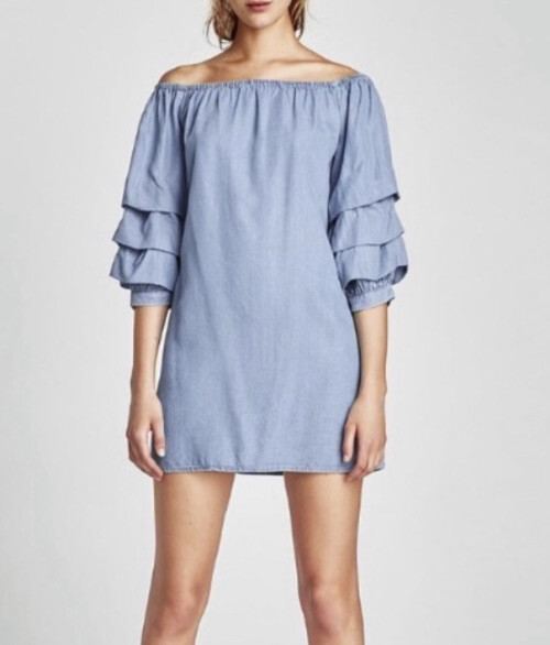 Zara Pleated Sleeves Short Dress | eBay