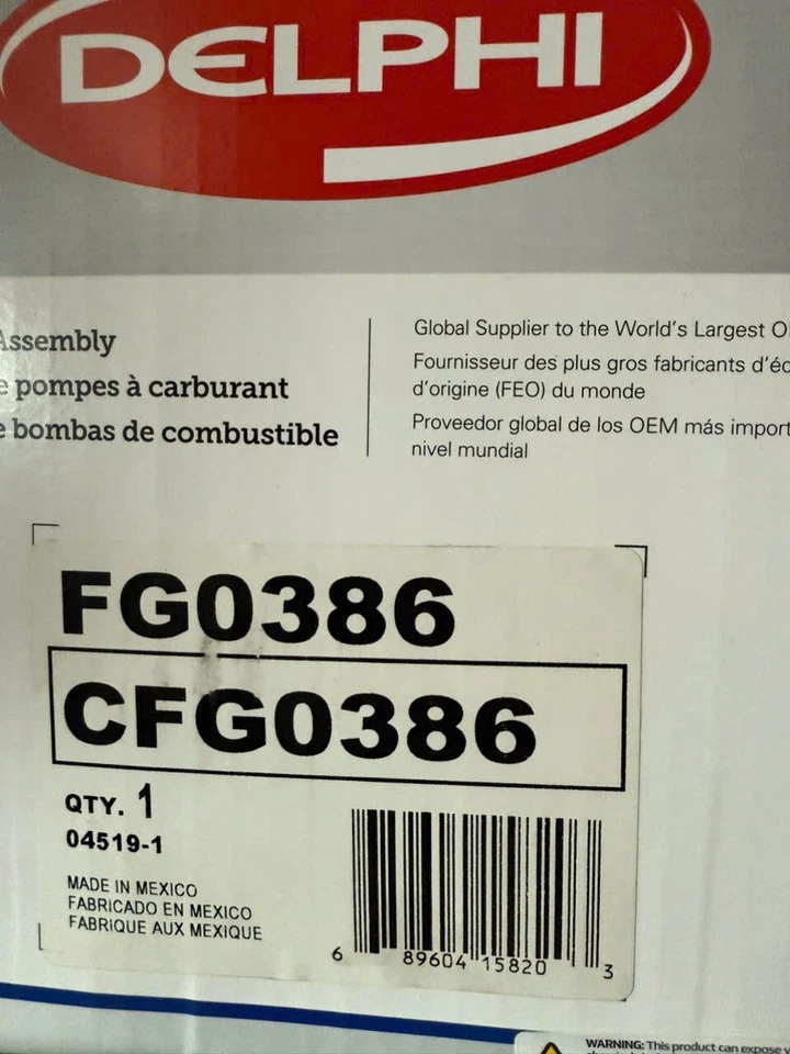 Conjunto de módulo de bomba de combustible Delphi FG0386 se adapta 04-07 Buick Rendezvous 3,6 L-V6 Foto 2 de 2