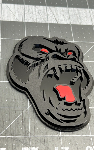 Angry Gorilla Red Eye Car Truck Emblem Badge Matte Black on Black Custom PK of 2 - Picture 5 of 10
