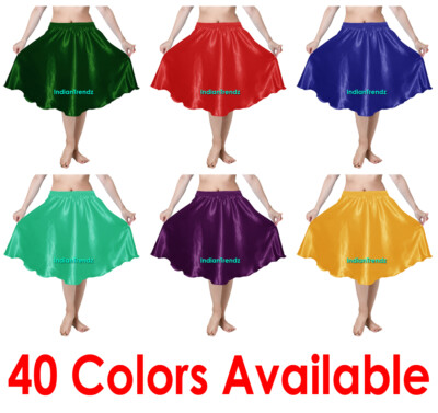 Satin Maxi Skirts Belly Dance Tribal Half Circle Jupe Robe Gypsy Women 24