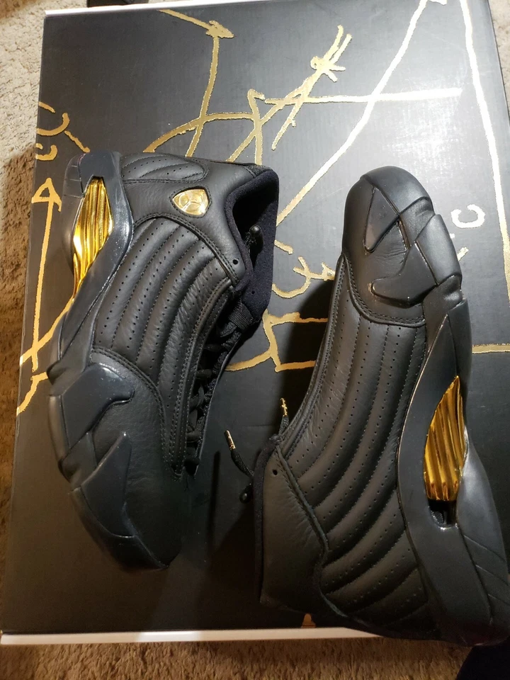 Nike Air Jordan Retro 14 DMP Defining Moments Negro Dorado 487471-022 Talla 13 Foto 2 de 4