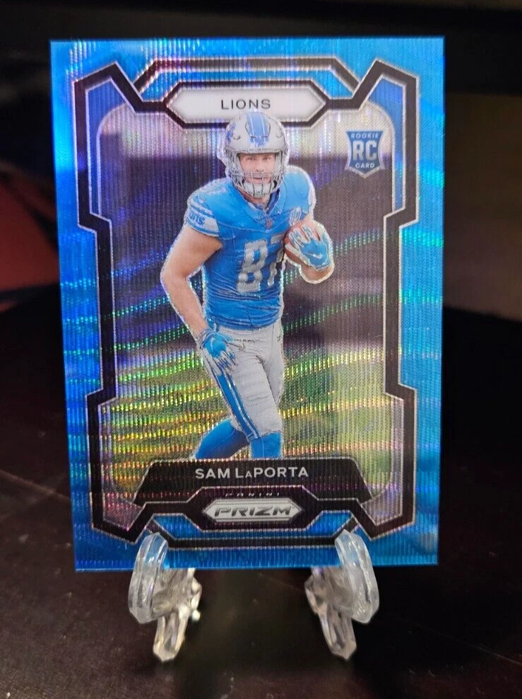 2023 Panini Prizm Sam Laporta #332 RC Rookie Blue Wave /199