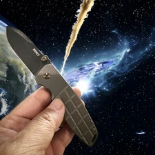 Brnly Knives Sqd-2 Titanium KNIFE Burnley M390 Squid 2 Frag Grenade Scales Italy