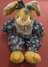 Ster Ling Co Bunny Plush Wood Block Center Vintage Stuffed Animal