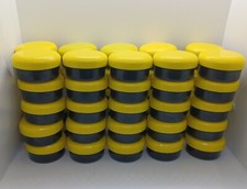 LOT 50 2.5oz Small Plastic Black Containers Yellow Screw On Lids Cosmetic