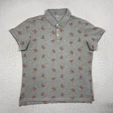 Bonobos Polo Shirt Slim Fit Mens XL Gray Floral Palm Tree Short Sleeve
