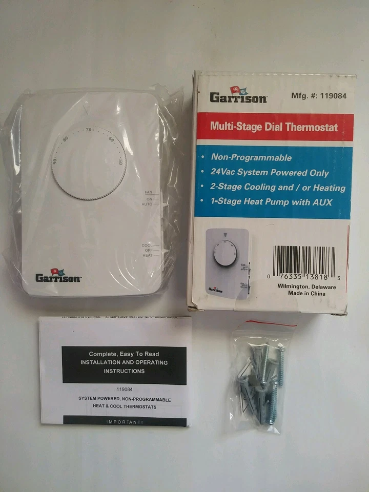 Termostato de dial multietapa Garrison (calor/frío/ventilador) modelo no programable #119084 Foto 2 de 4