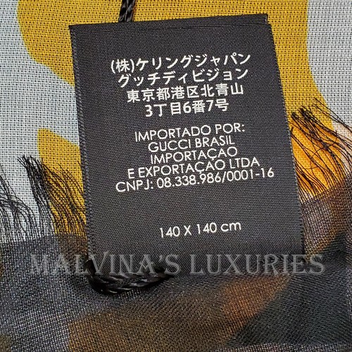 GUCCI SCARF COCO CAPITAN TOMORROW GG LOGO BLACK MODAL SILK SHAWL SQUARE 55" - Picture 18 of 20