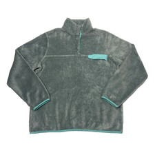 JACHS Cabin Womens Fleece Pullover Sweater Size Small Grey Snap Button Sherpa