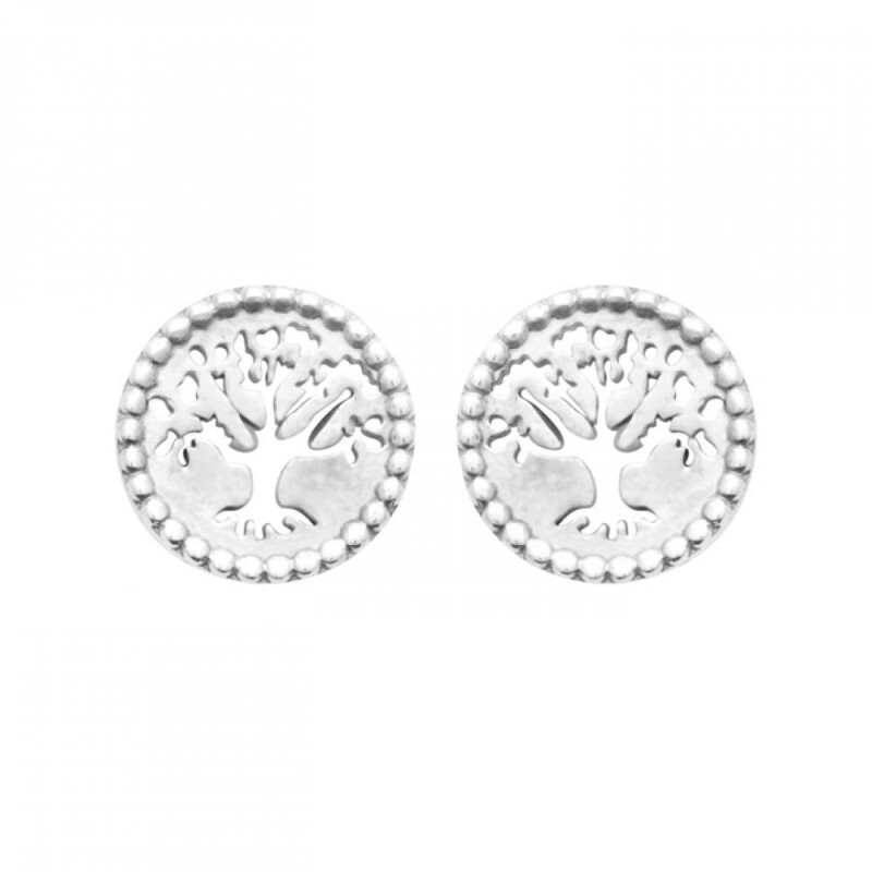 Boucles d'oreilles Arbre de vie en argent 925 rhodié, puces minimalistes anti-ternissement