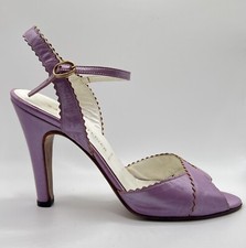 Vintage 1950s Lavender High Heels Purple 5.5 Easter Pastel Ankle Strap Pinup
