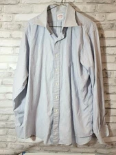 Brooks Brothers Makers Medium M Long Sleeve White with Blue Vertical Lines Shirt