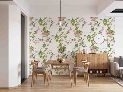 3D Floral Leaf Morning Glory Self-adhesive Removeable Wallpaper Wall Mural1 1390