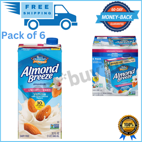 Dairy Free Almondmilk Unsweetened Vanilla 32 Ounce (Pack of 6)