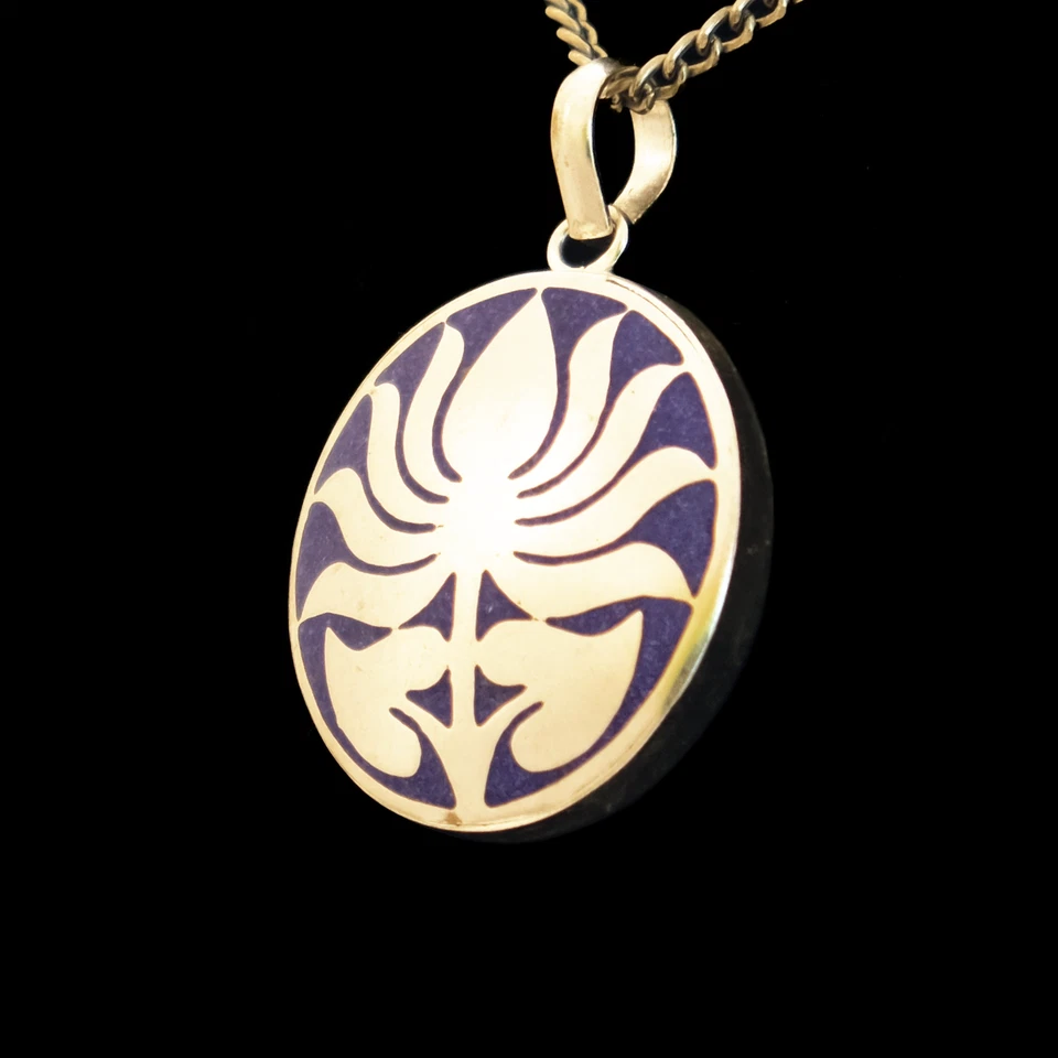 Амулет синий кулон - буддийское колесо - серебряная латунь лотос Будда подарок цветок - Изображение 2 из 3