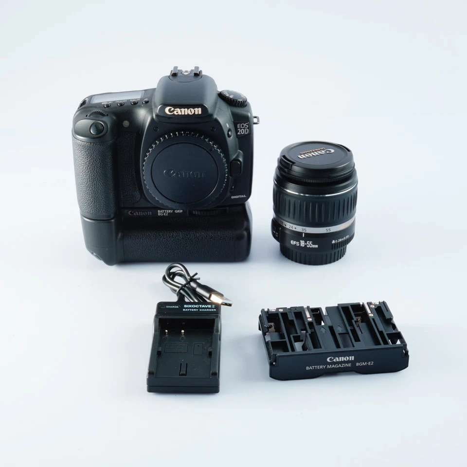 EX+5 Canon EOS 20D w/EF-S 18-55mm F3.5-5.6 II USM Lens , BG-E2 , BGM-E2 JAPAN - Image 3 of 4