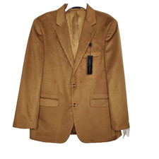 Andrew Fezza Cary Mens Brown Felt Notch Lapel Single Breasted Blazer SZ 42R