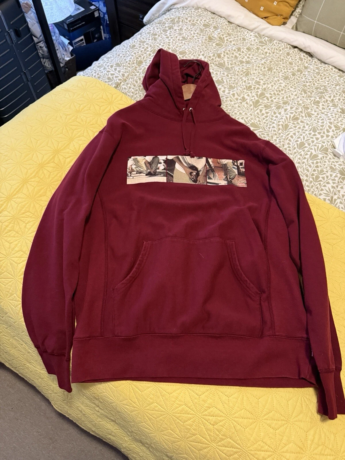 Sweat à capuche marron SS15 Supreme Kids 40 oz taille XL film petit trou