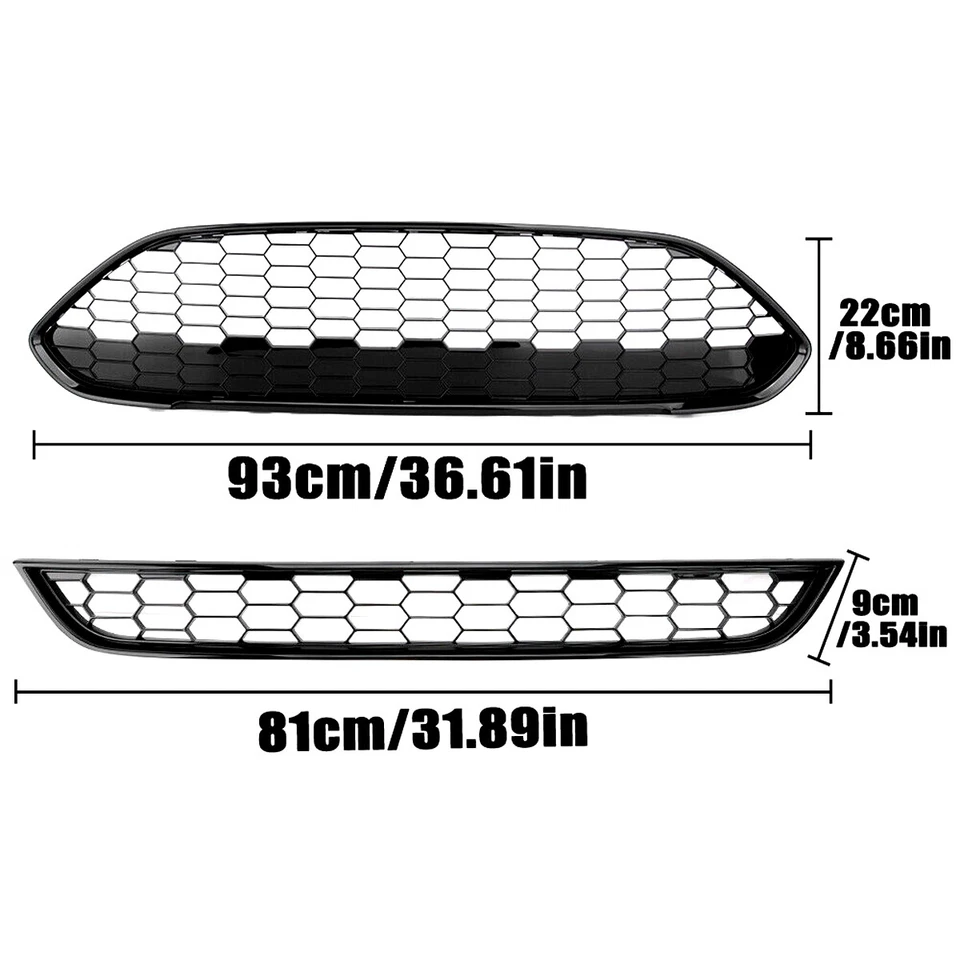 ST Honeycomb Style Front Bumper Upper+Lower Grille Mesh For Ford Fiesta 2013-18 Foto 2 de 4