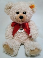 Steiff Lilly Teddy Bear Cream 11" Red Bow Tags 111556 Plush Stuffed Animal