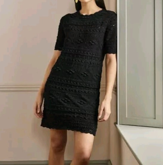 BODEN Claudia Textured Knit Knitted Sweater Dress in Black Size US 2R | eBay